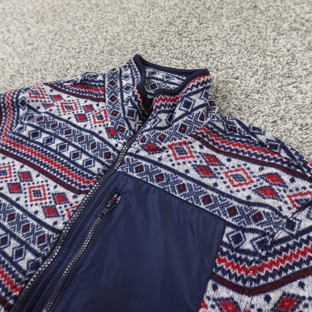 Aeropostale Pullover Mens S Blue Red Nordic Fair Isle Fleece 1/4‎ Zip Sweater